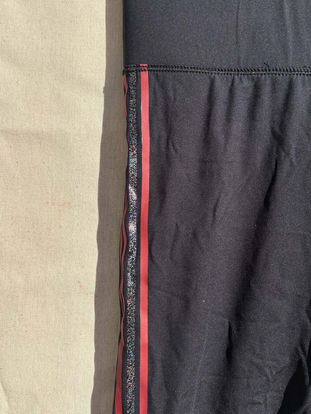 Black Line by Noli Athletic Leggings Black with Side Stripe Size L